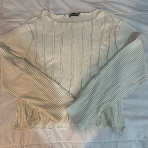 Cream Contrast Seam Long Sleeve